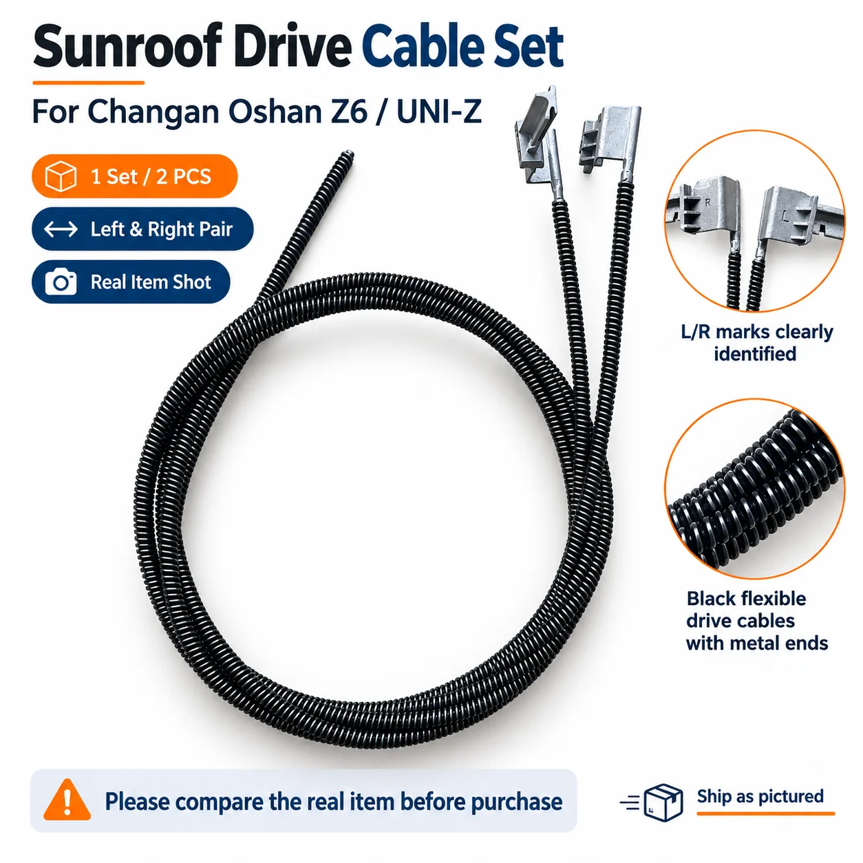 Sunroof Drive Cable Set L/R for Changan Oshan Z6 UNI-Z Panoramic Sliding Roof Replacement 2PCS