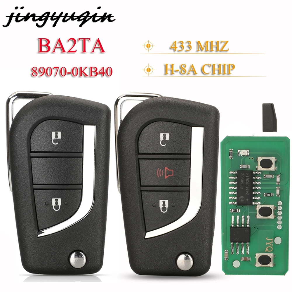 

jingyuqin 89070-0KB40 BA2TA 2BTN Remote Flip Key 433MHz H-8A For Toyota Hilux 2015 - 2020 TOKAI RIKA H1-3689 TOY48