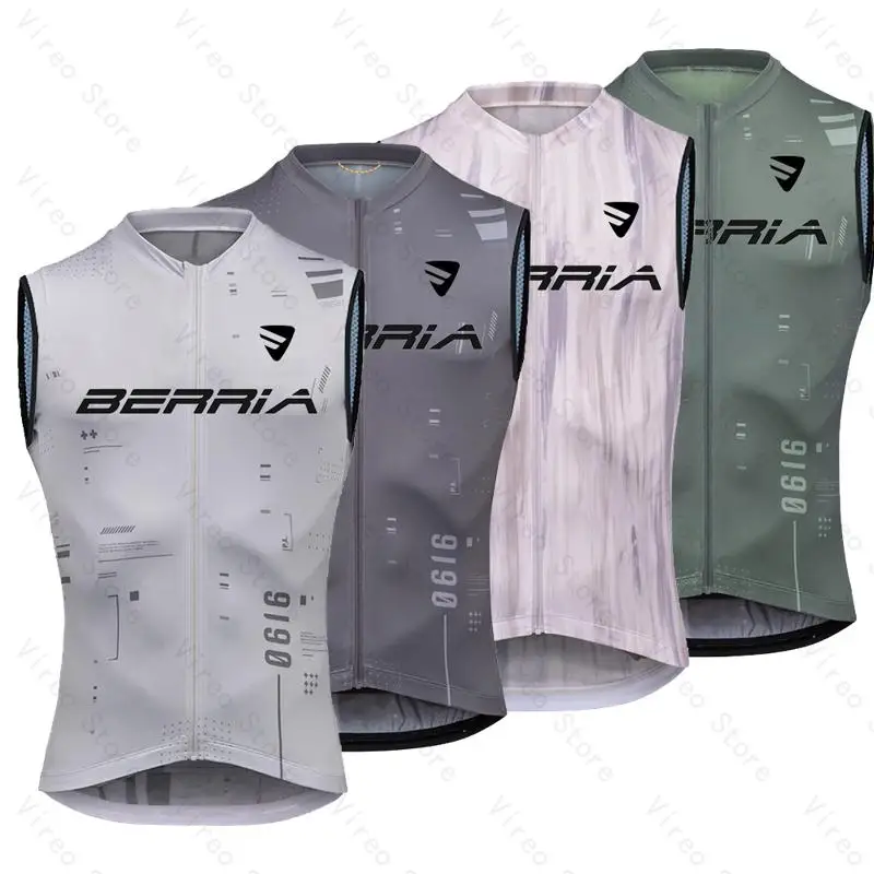 

BERRIA Sleeveless Cycling Vest Run Road Mountain Men's Cycling Jersey Sports Gilet Bicycle Breathable Vests Summer Windproof