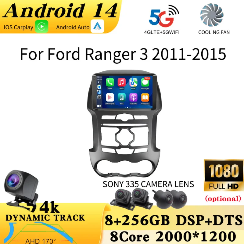 

For Ford Ranger 3 2011 2012 2013 2014 2015 Carplay Android Auto Car Radio Navigation GPS Multimedia Video Player DSP 4G Wifi BT