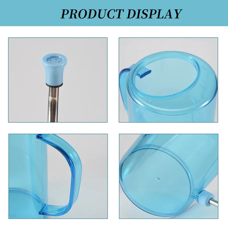 ABXF-blauwe gieter, 1,5 l gieter met grote capaciteit, gieter met lange uitloop en lekvrije pakking, voor vetplanten