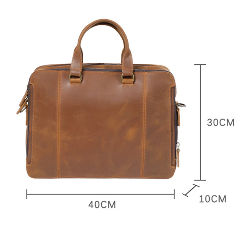 Men\'s Brand Genuine Leather Briefcase High Quality Thick Cowhide Leather Business Office Document Laptop Briefcase Classic Bag