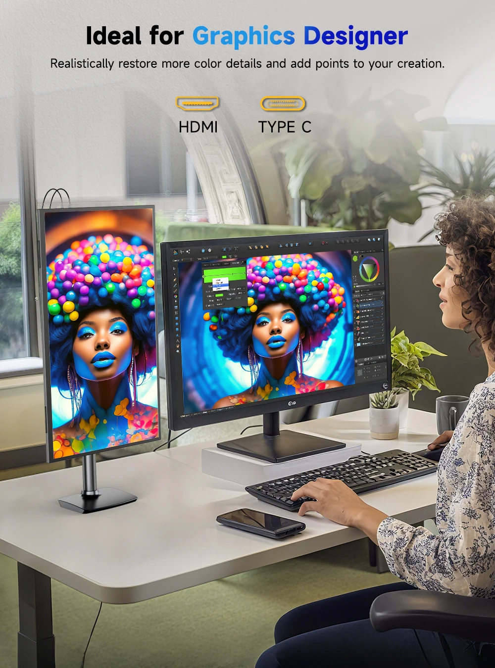 شاشة UPERFECT 4K كبيرة محمولة مقاس 23.8 بوصة UHD 3840 * 2160 100% sRGB FreeSync شاشة خارجية لأجهزة الكمبيوتر المكتبية والكمبيوتر المحمول والكمبيوتر الشخصي الصغير MacBook مع حامل VESA HDMI USB-C شاشة ألعاب