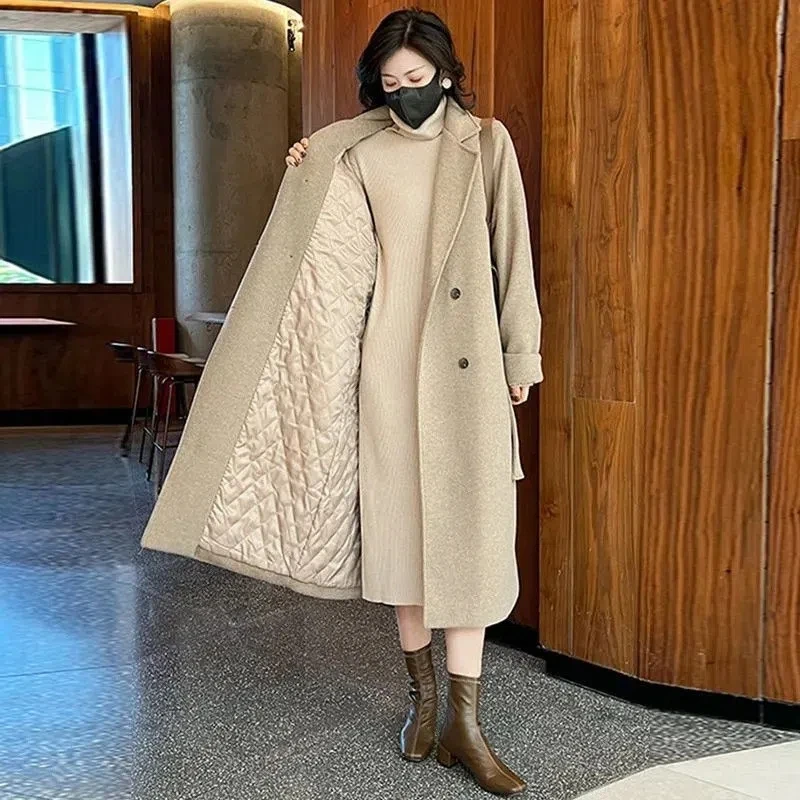 

2024 Winter Woolen Coats Womens New Long Overcoat Thickened Warm Clothing High-Grade Wool Jacket Female Double-Sided Woolen Coat