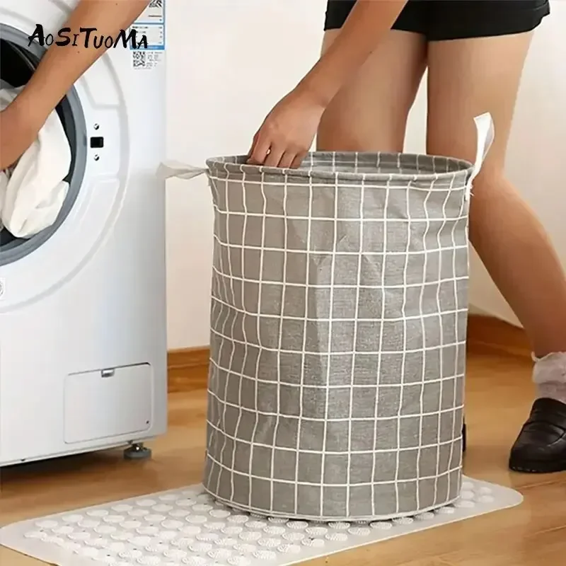 1pc Round Dirty Clothes Basket, Laundry Basket, Portable Dirty Clothes Hamper