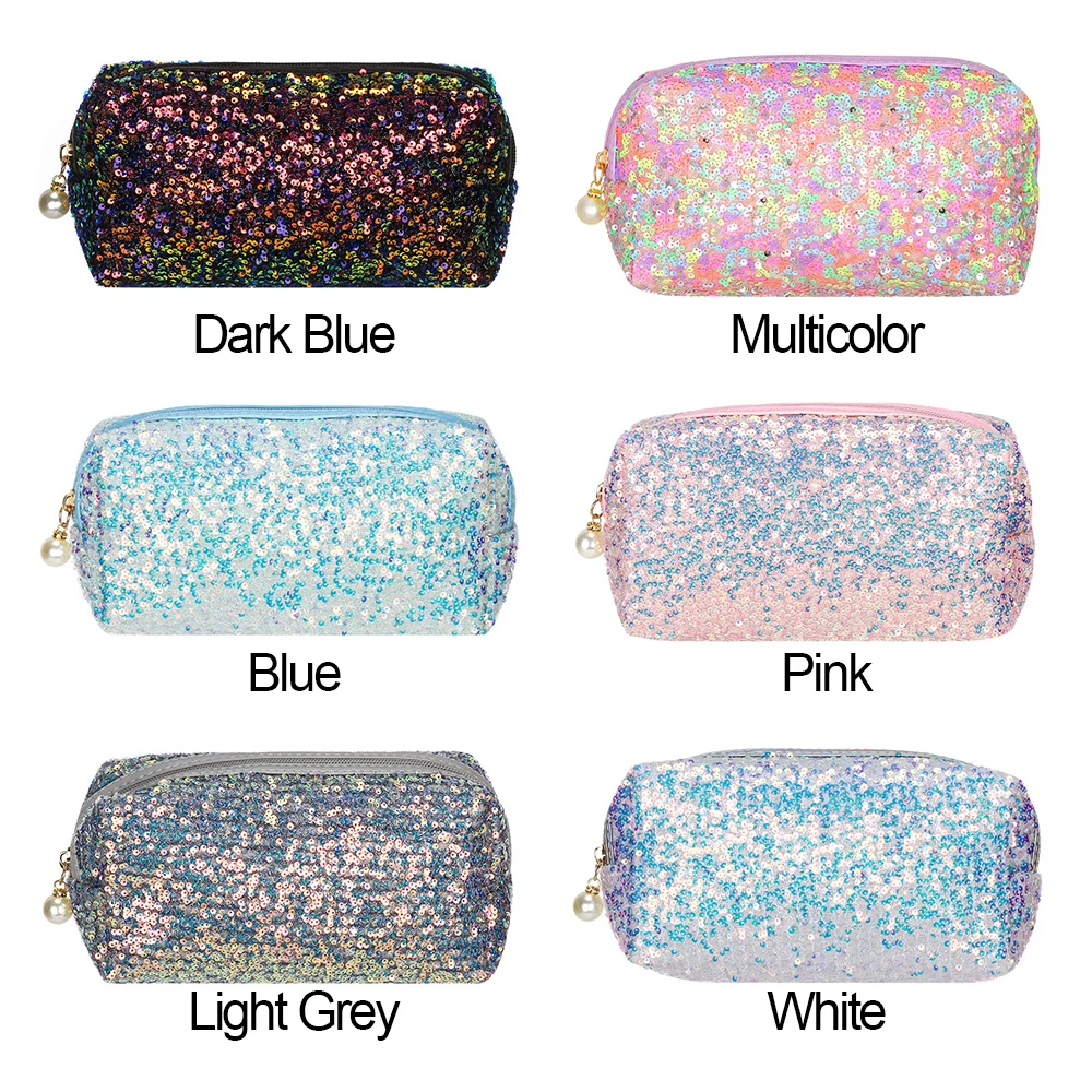 Fashion Glitter Mermaid Sequin Makeup Bag High-capacity Reversible Double Color Cosmetic Bag Lazy Makeup Zipper Pouch Handbags