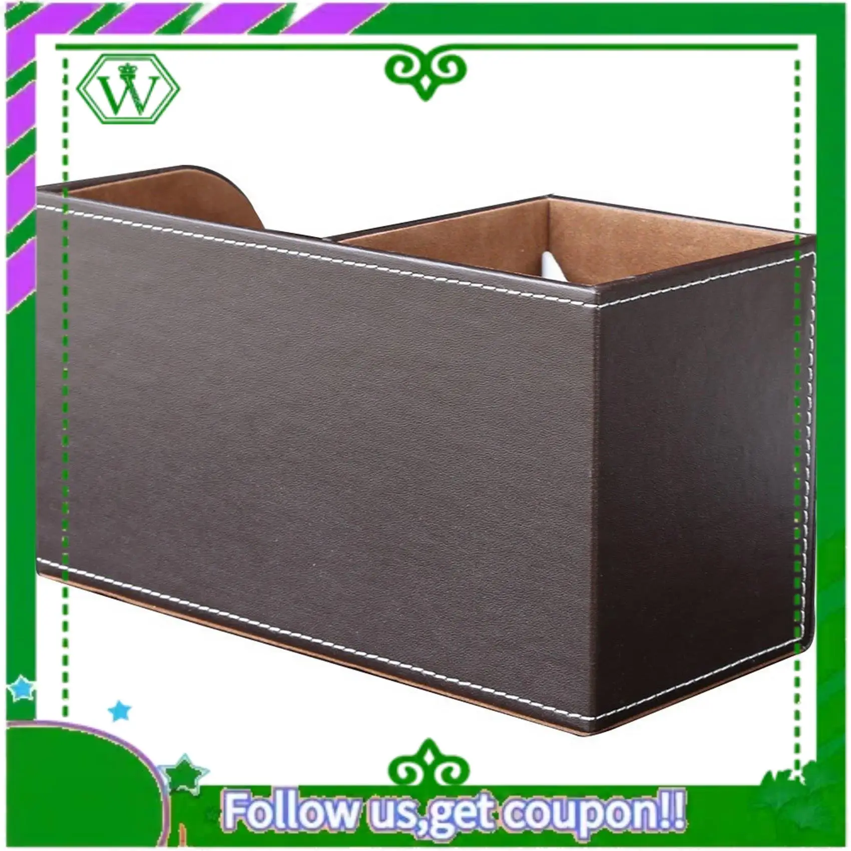 ABIK-3Pcs PU Leather Multi-Function Desk Stationery Organizer Storage Box Pen/Pencil,Cell Phone, (Brown-Flannel)