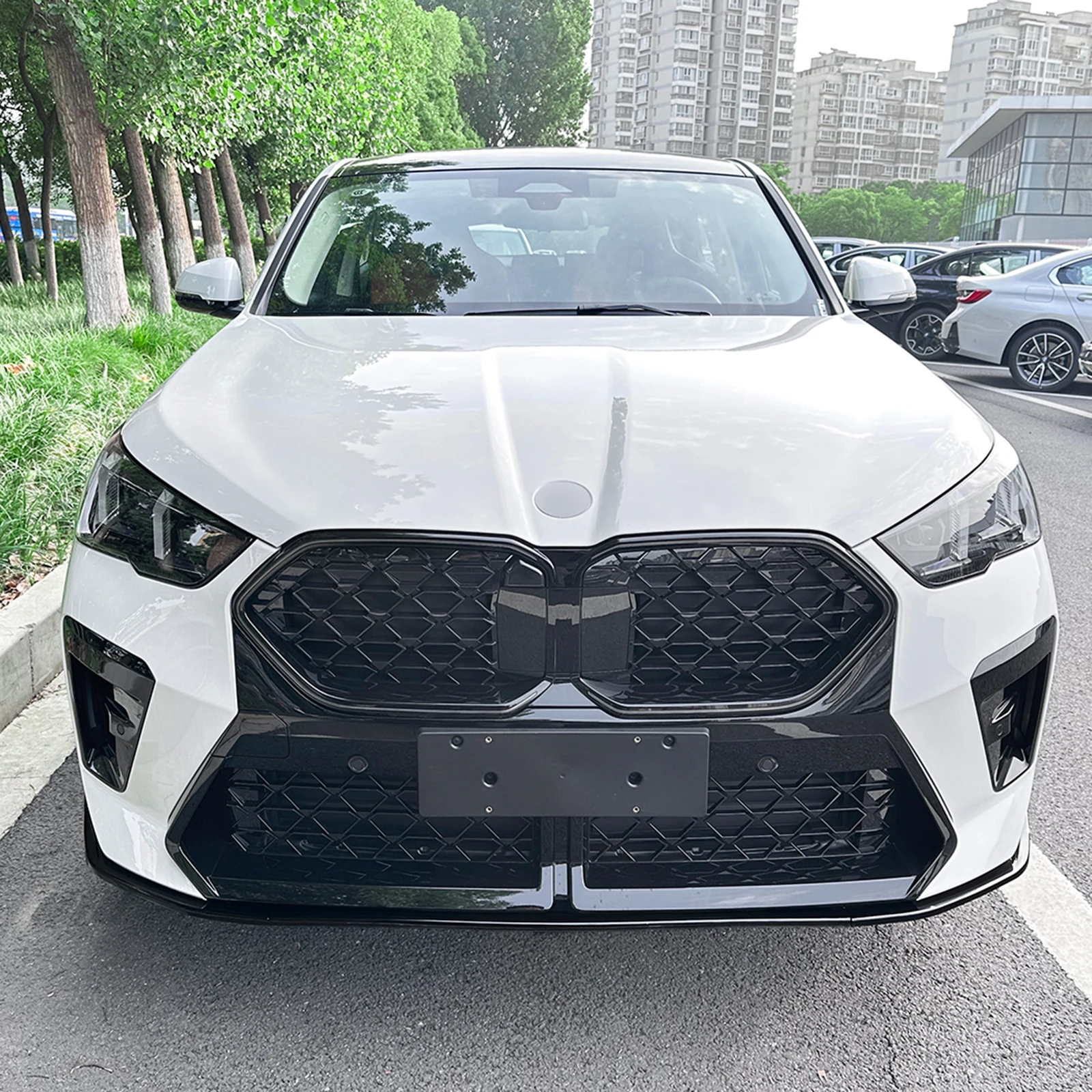 For BMW X2 U10 M Sport 2023-2025 Carbon Fiber Look/Gloss Black Front Bumper Spoiler Lip Lower Splitter Blade Guard Protector