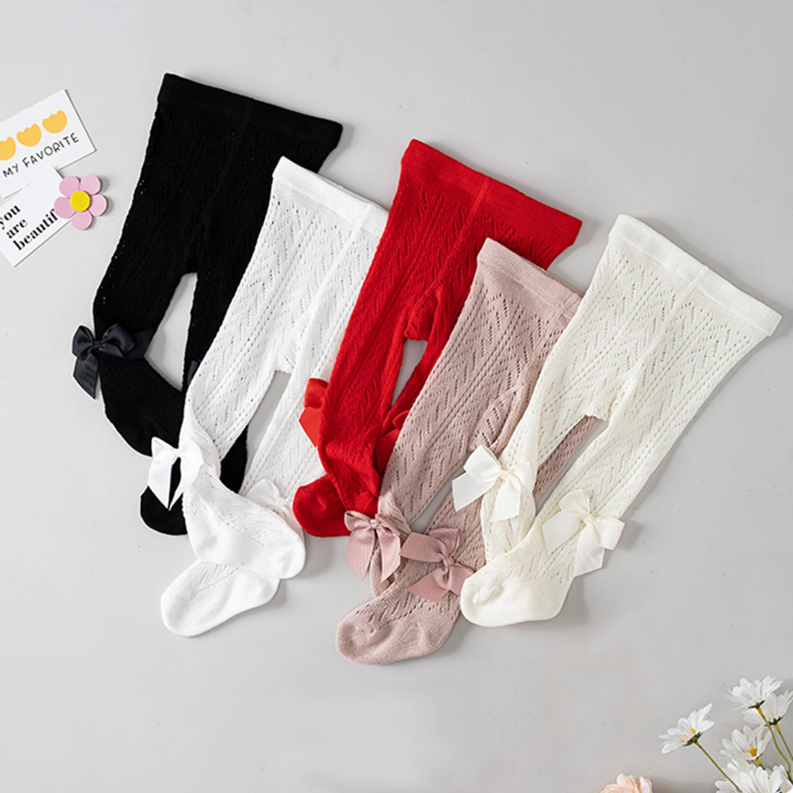 VISgogo 0-4Years Baby Girls Tights Cable Knit Seamless Leggings with Bow Toddler Girl Cotton Pantyhose