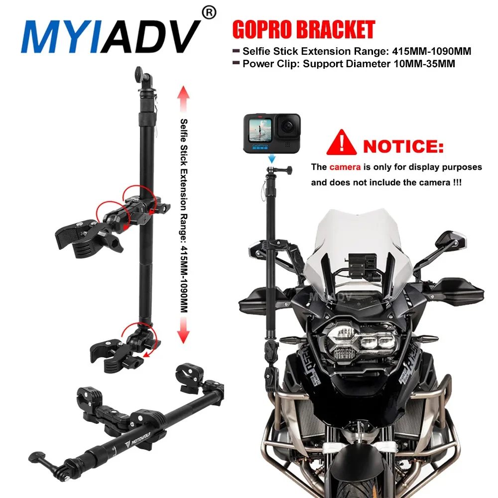 Motorcycle Panoramic Selfie Stick For Motorbikes Motorcorss Travel Stable Scalable Gopro Driving Recorder Camera Holder Bracket