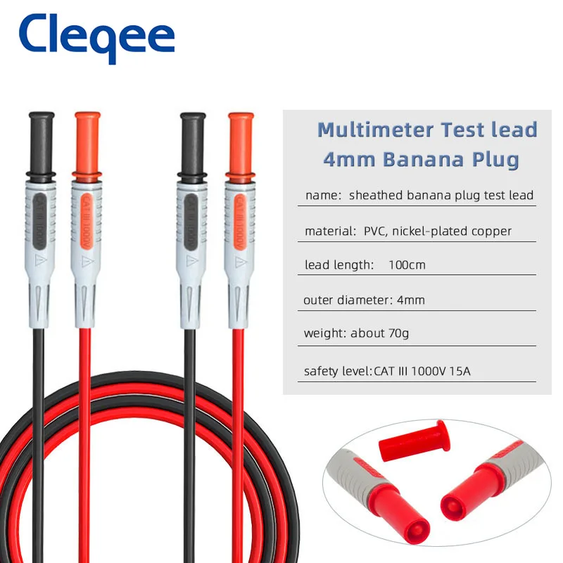 Cleqee P1600F 44PCS 4mm Banana Plug Multimeter Test Leads Kit Automotive IC Test Hook Clip Suitable for Fluke