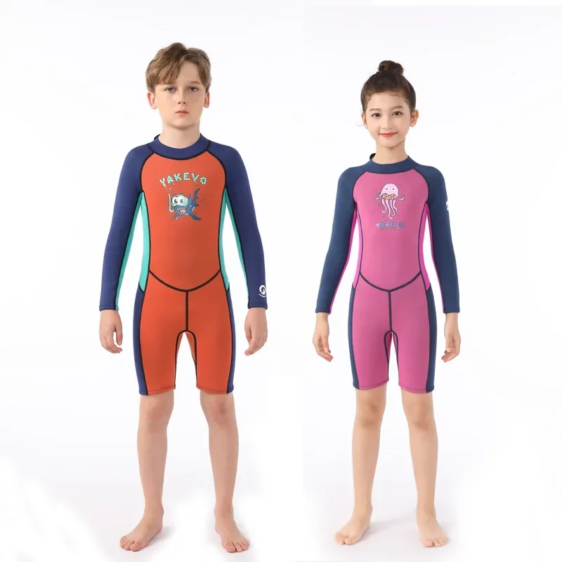 Flexible 2.5Mm Children's Wetsuit Boys' One-piece Swimsuit Thermal Long-sleeved Sunscreen Surfing Snorkeling Jellyfish Suit Wome