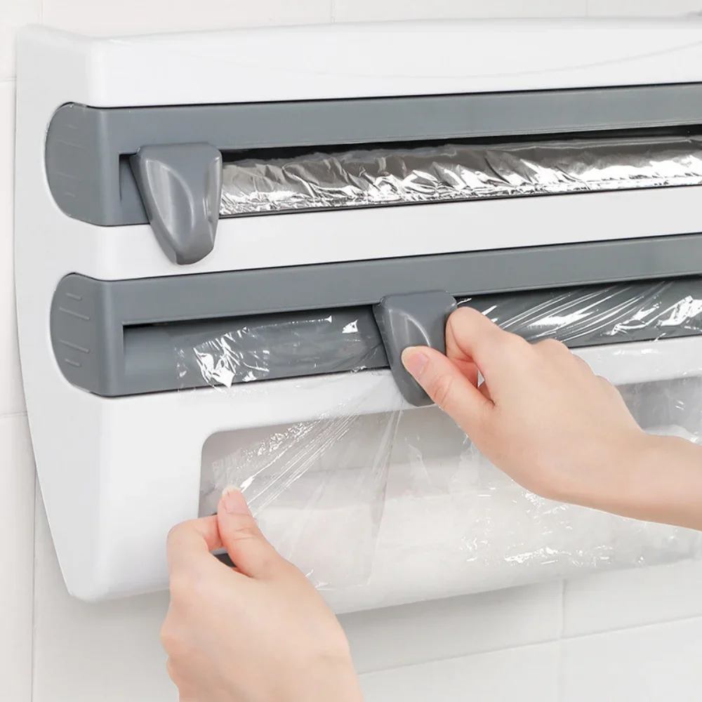 1 Rack Cutting Cling Kitchen In Storage Wall-mounted Sauce 4 Foil Towel Bottle Paper Aluminum Multifunctional Film