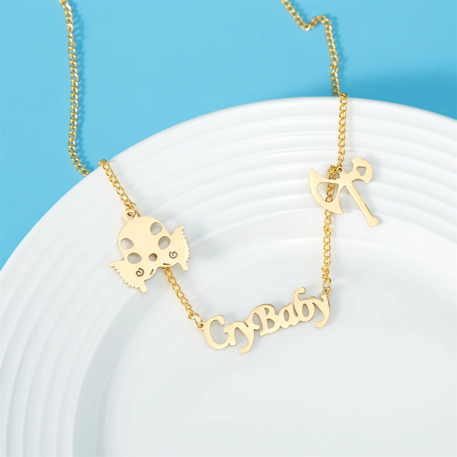 

Cry Baby Melanie Martinez Necklace Gold Color Stainless Steel Engraving Hypoallergenic Pendant Music Fans Concert Jewelry