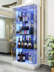 Glass wine cabinet Modern simple household display cabinet Hall cabinet near the wall Wine cabinet with light