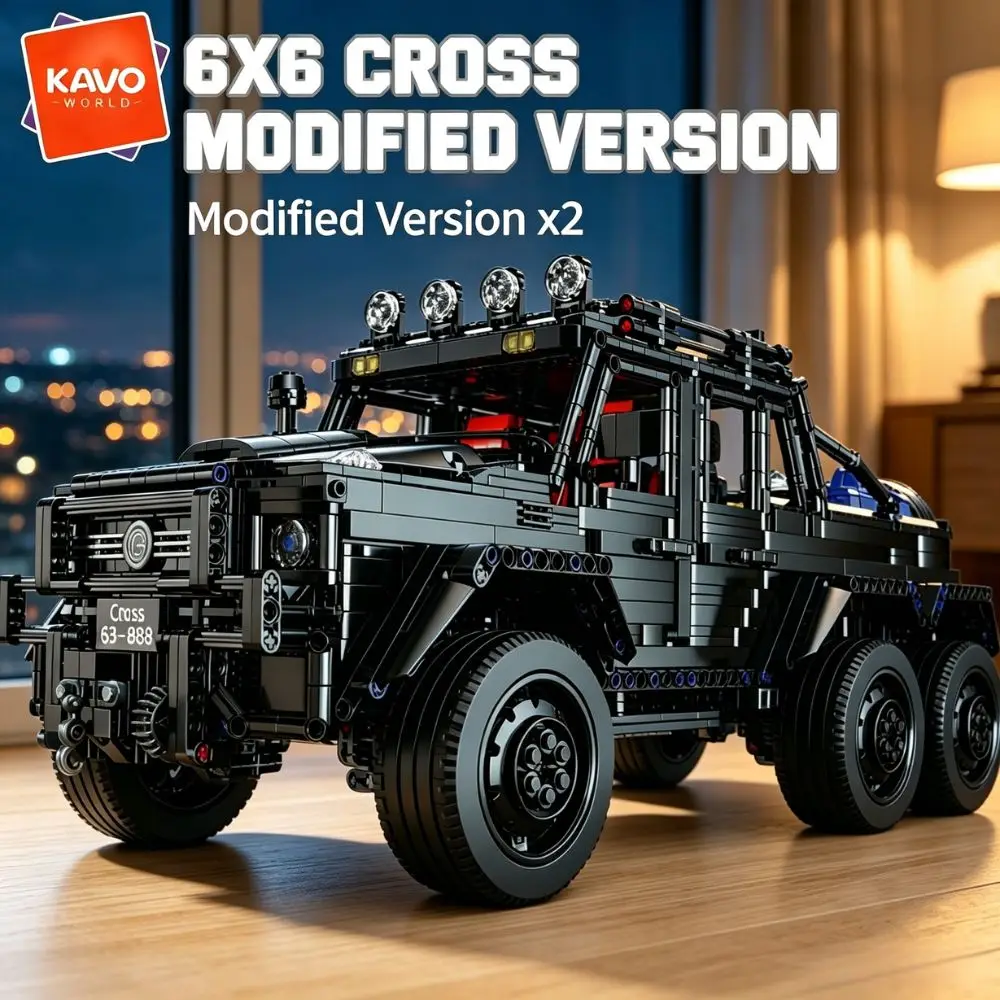 KAVOWORLD 6x6 Heavy Duty Off-Road Truck Building Blocks 1:8 Mechanical Construction Truck Model Kit 3224pcs DIY Bricks Set 6-Wheel Independent Suspension 3-Speed Gearbox 2-in-1 Modification Home Decor Display Birthday Christmas Gift for Adults Teens 14+