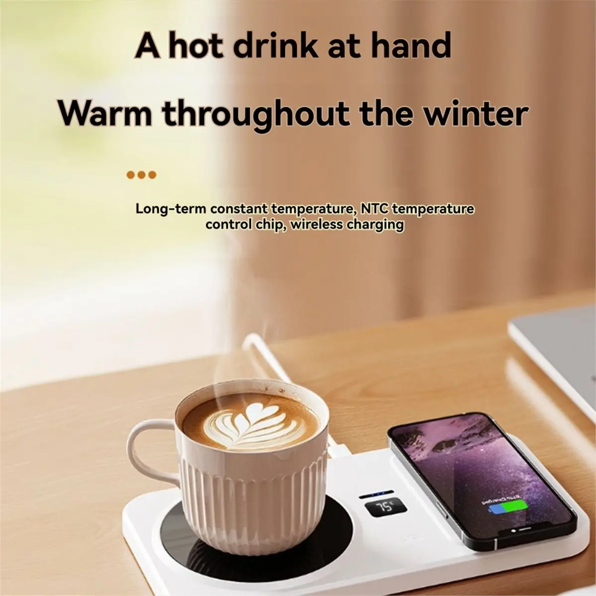 Mug Warmer and Phone Charger 2 in 1 Wireless Charger Drink Heating Warmer Magnetic USB Wireless Charging B