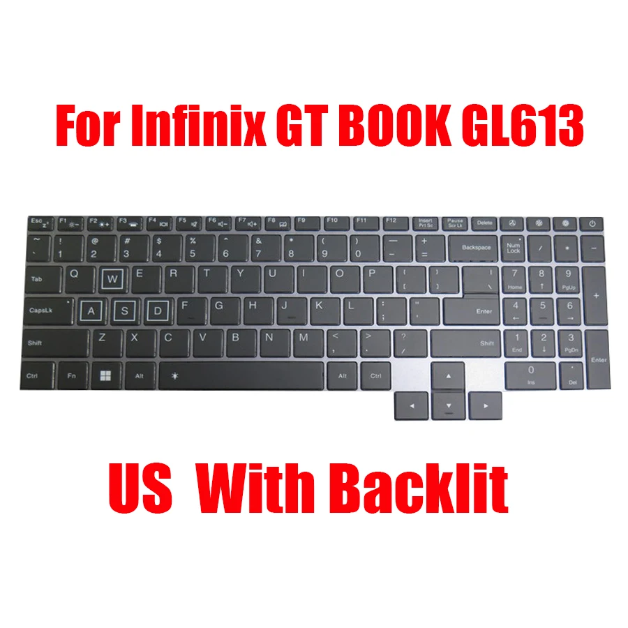 

US RU Laptop Keyboard For Infinix GT BOOK GL613 English Russia Black With Backlit New