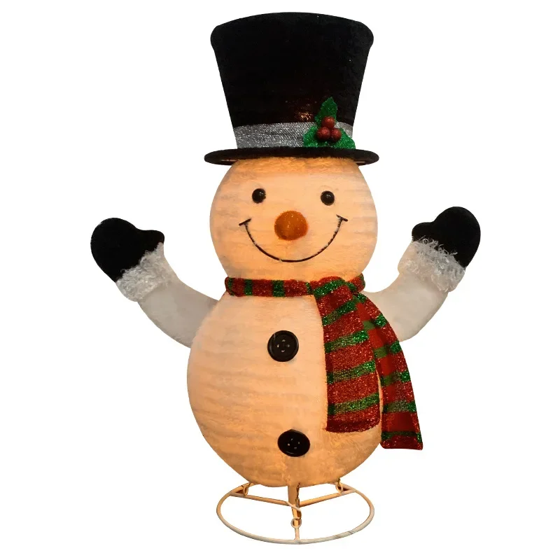 large Light Iron Xmas Snowman LED Winter Holiday Supermarket Decoration Christmas Snowman Ornaments