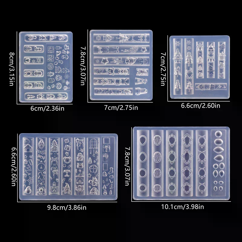 Muñeco de nieve de Navidad, árbol de Navidad, molde 3d para uñas, copos de nieve, muñecos de nieve, decoraciones para uñas, diseño Diy, molde para manicura de silicona, arte de uñas