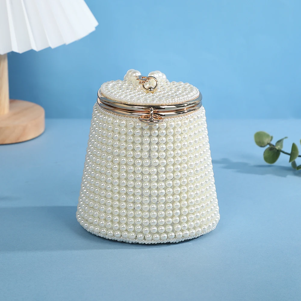 

New pearl dinner bag, popular mini handbag, handcrafted pearl versatile for banquets and parties bucket bag festival gift bag