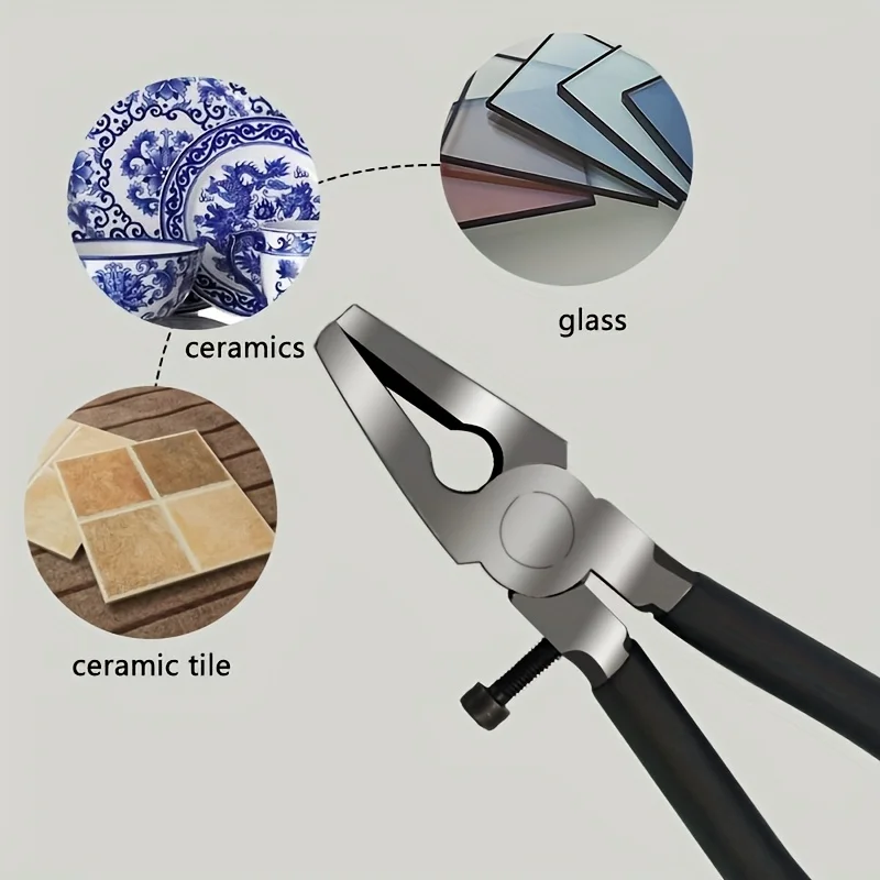 Glasbrechzange mit Einstellschraube und Gummispitzen, Glasbrechwerkzeug für Mosaik-Fliesenschneidearbeiten – Detail 3