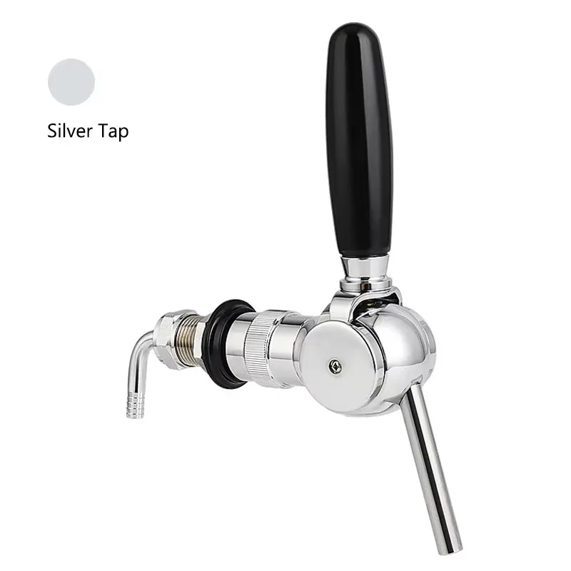 Gouden Belgische biertap, G5/8 draadspindel & vatenstroomregelaar, zilveren tap voor thuisbrouwen, bier- en frisdrankset - afbeelding 1