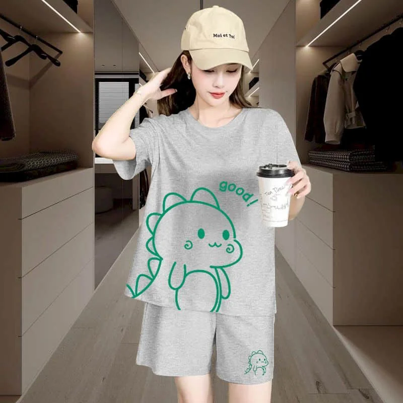 Sporty Shorts Set Loose Korean Style Casual Pants Sets Short Sleeve T-shirt 2 Piece Sets Women Outfits Summer Sportswear Suits