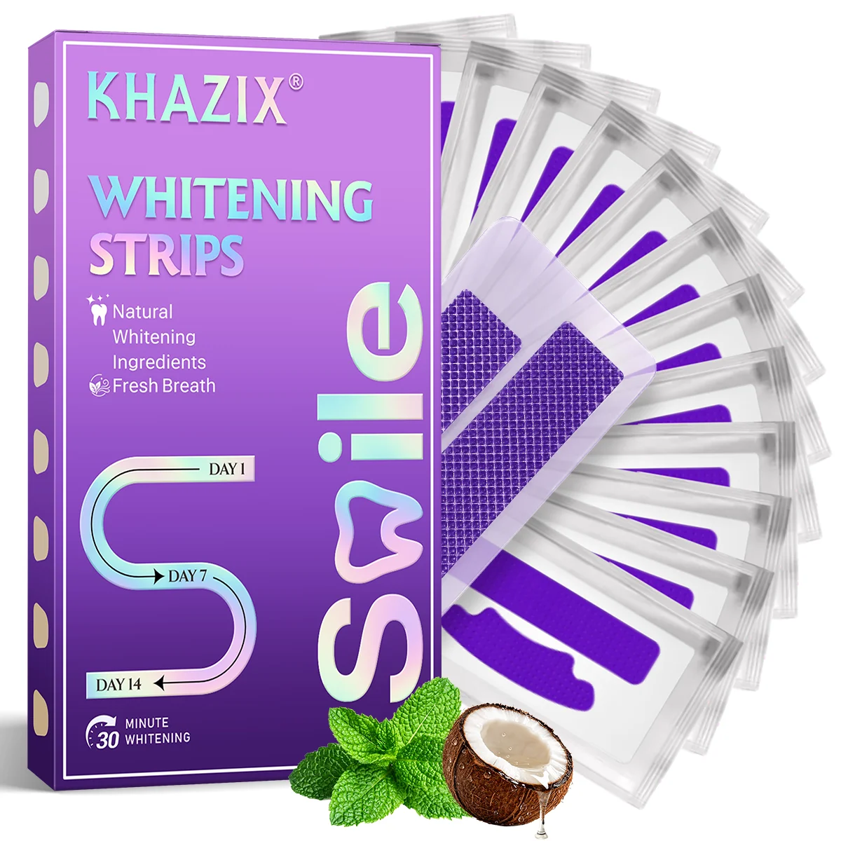 Teeth Whitening Strips for Whiter-Looking Smile, Flexible Tooth Strips Easy to Apply for Daily Cosmetic Care