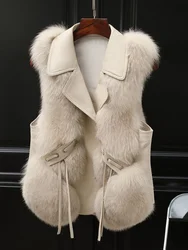 2024 Autumn/Winter Fashion Series New Women's Fur Integrated Warm Vest with Thick Imitation Fox Fur Commuter Coat  Faux Fur