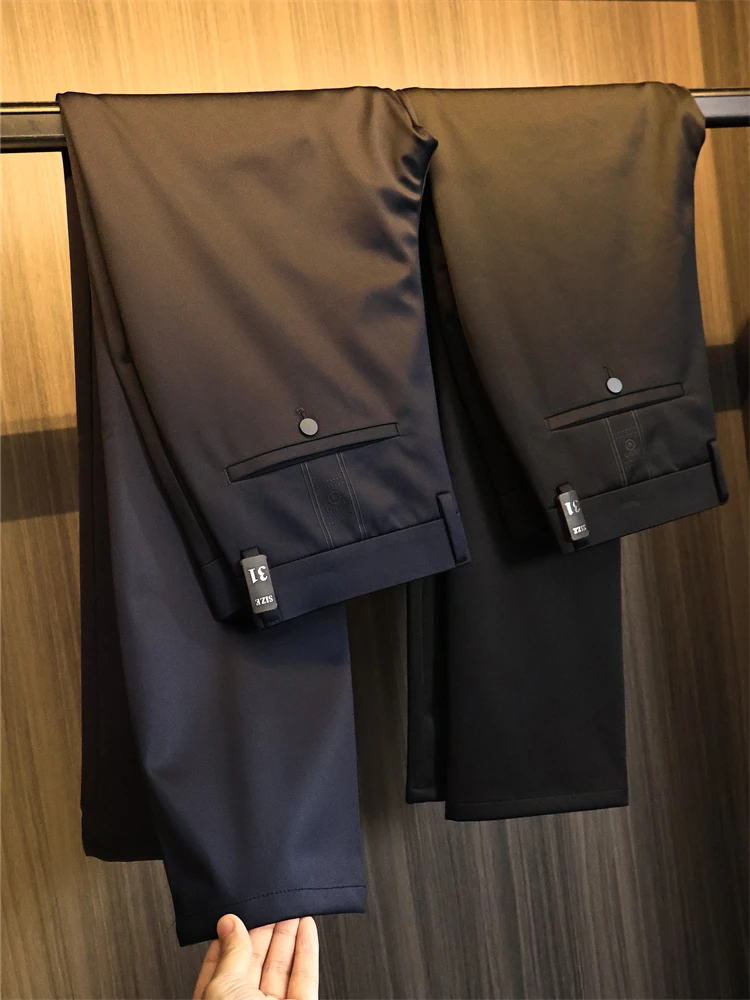 

Busin повседневные мужские прямые брюки против морщин, четырехсторонняя эластичная рекомендация, осенняя повседневная одежда для поездок на работу