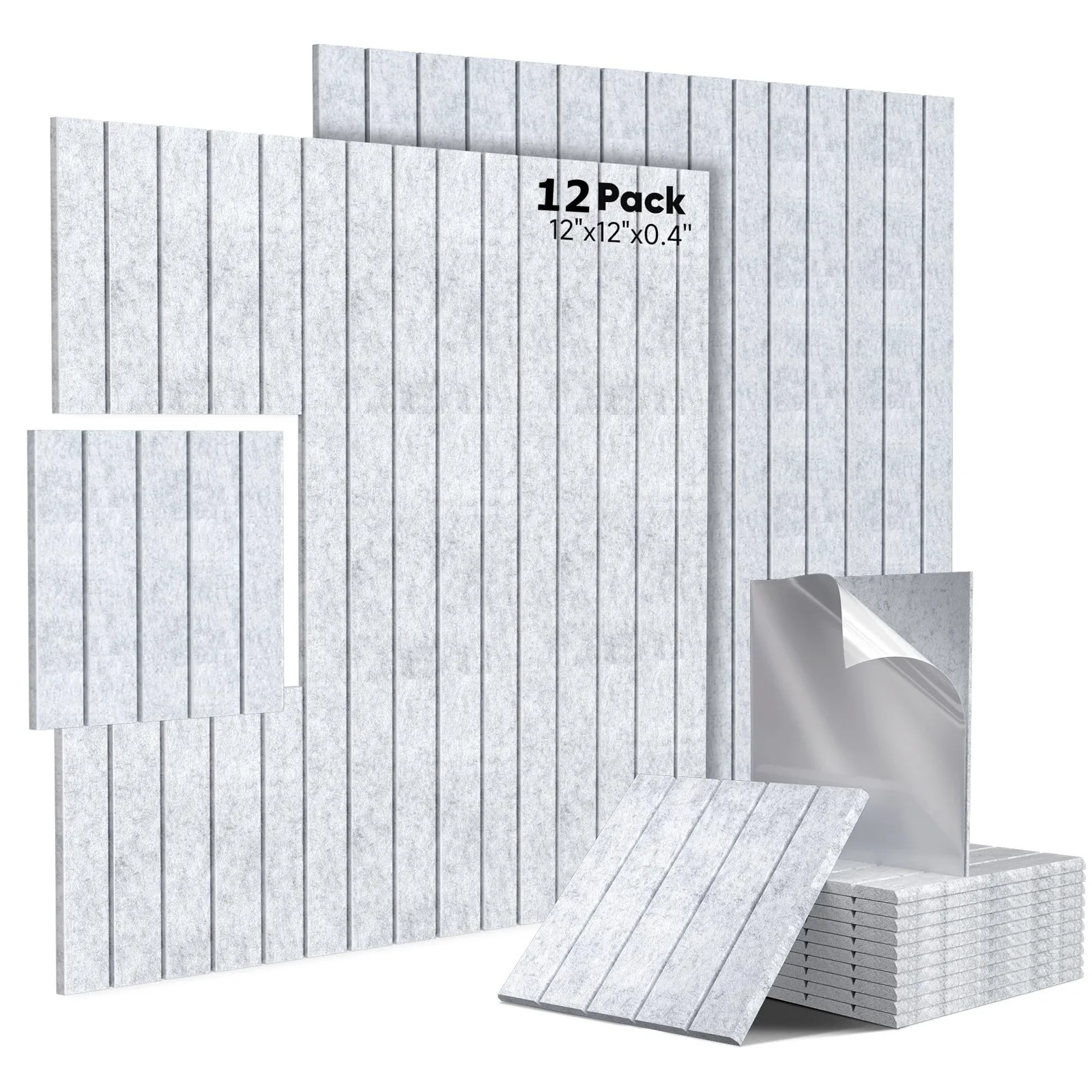 12 Pack 30x30x0.9cm Square Self Adhesive Acoustic Panel Noise Insulation Sound Proof Wall Panels for Home Offices Studio