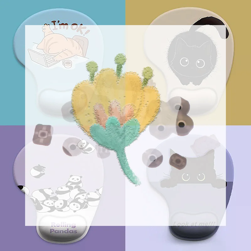 1pc New Cartoon Animal Silicone Wrist Pad Mouse Rest Desk Mat Mouse Pad Stain-resistant Computer Accessories