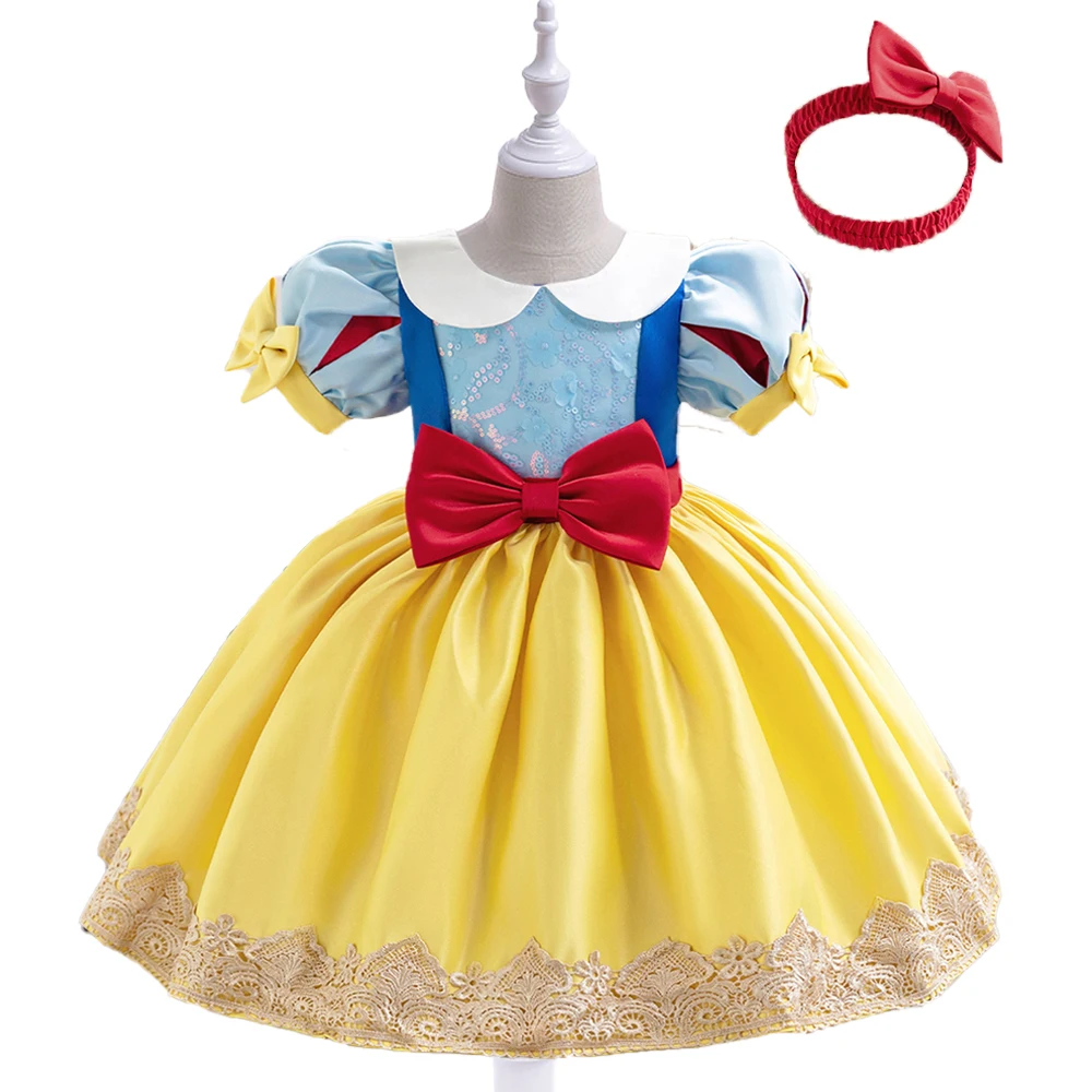 

Puff Sleeve Snow Princess Cosplay Costume for Girls Cartoon Birthday Wedding Party Evening Dresses Halloween Christmas Costumes