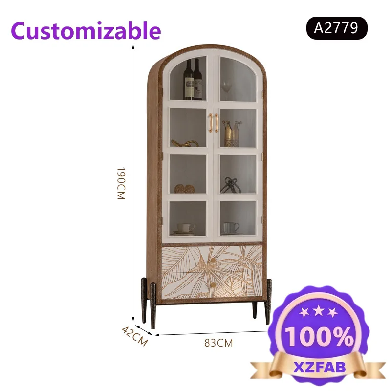 Factory Direct 2026 retro carved combination entrance cabinet American rural dust-proof glass wine cabinet figure