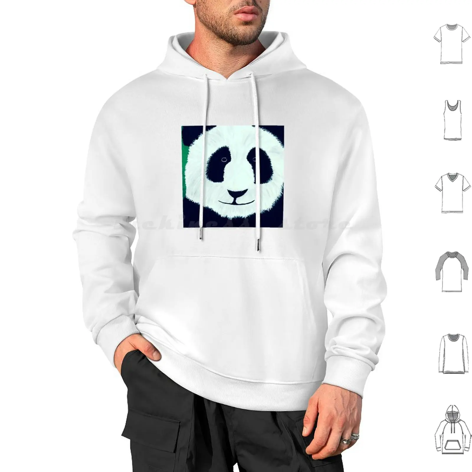 Panda Hoodies Long Sleeve Panda Panda Face Animal Bear Cartoon Animal Cartoon Panda Painting Whimsy Whimsical Art