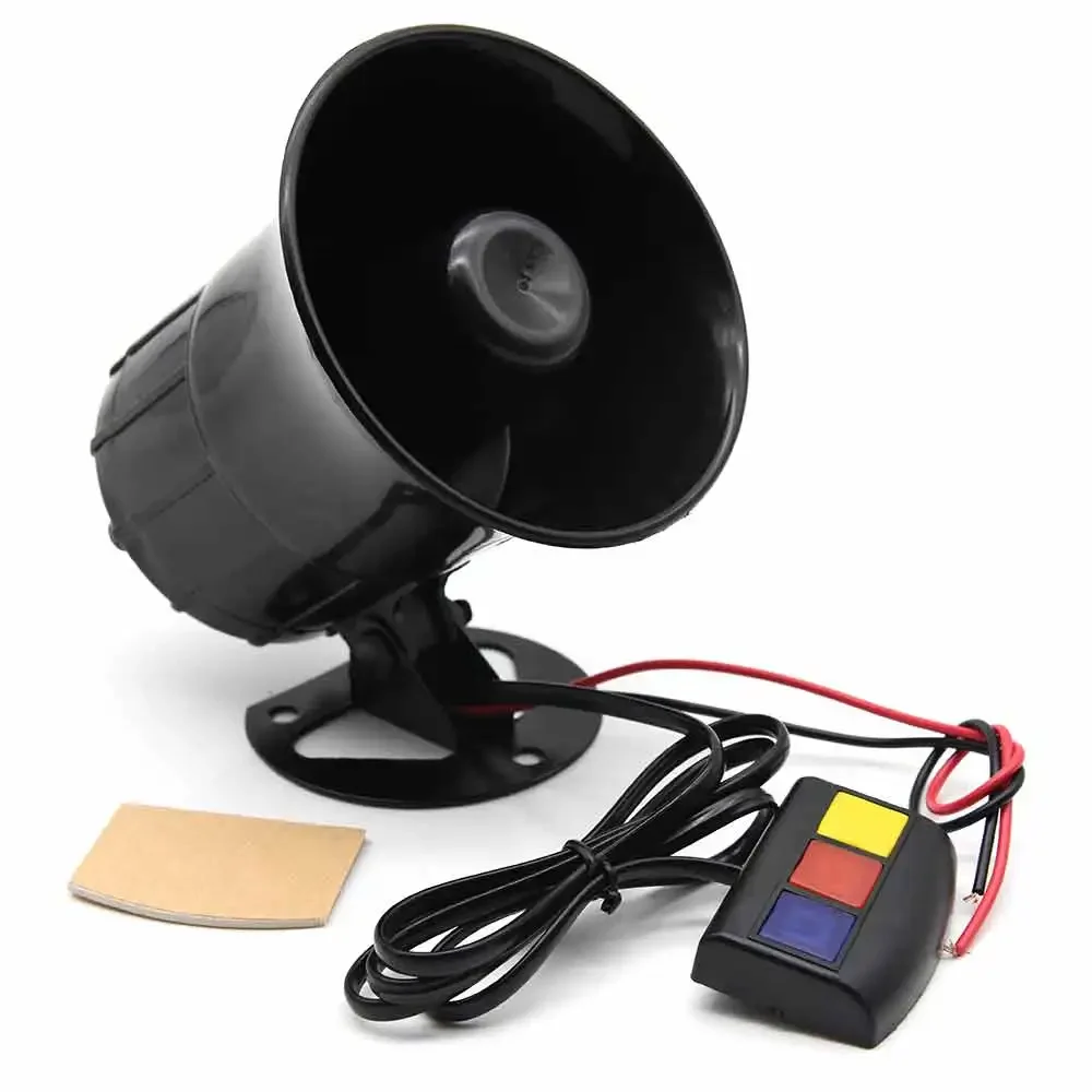 3 Tone Sound Loud Car Air Horn 12V Loud Sound Horn Car Loud Speaker Motorcycle Police Fire Siren Horn Speaker 115DB visible