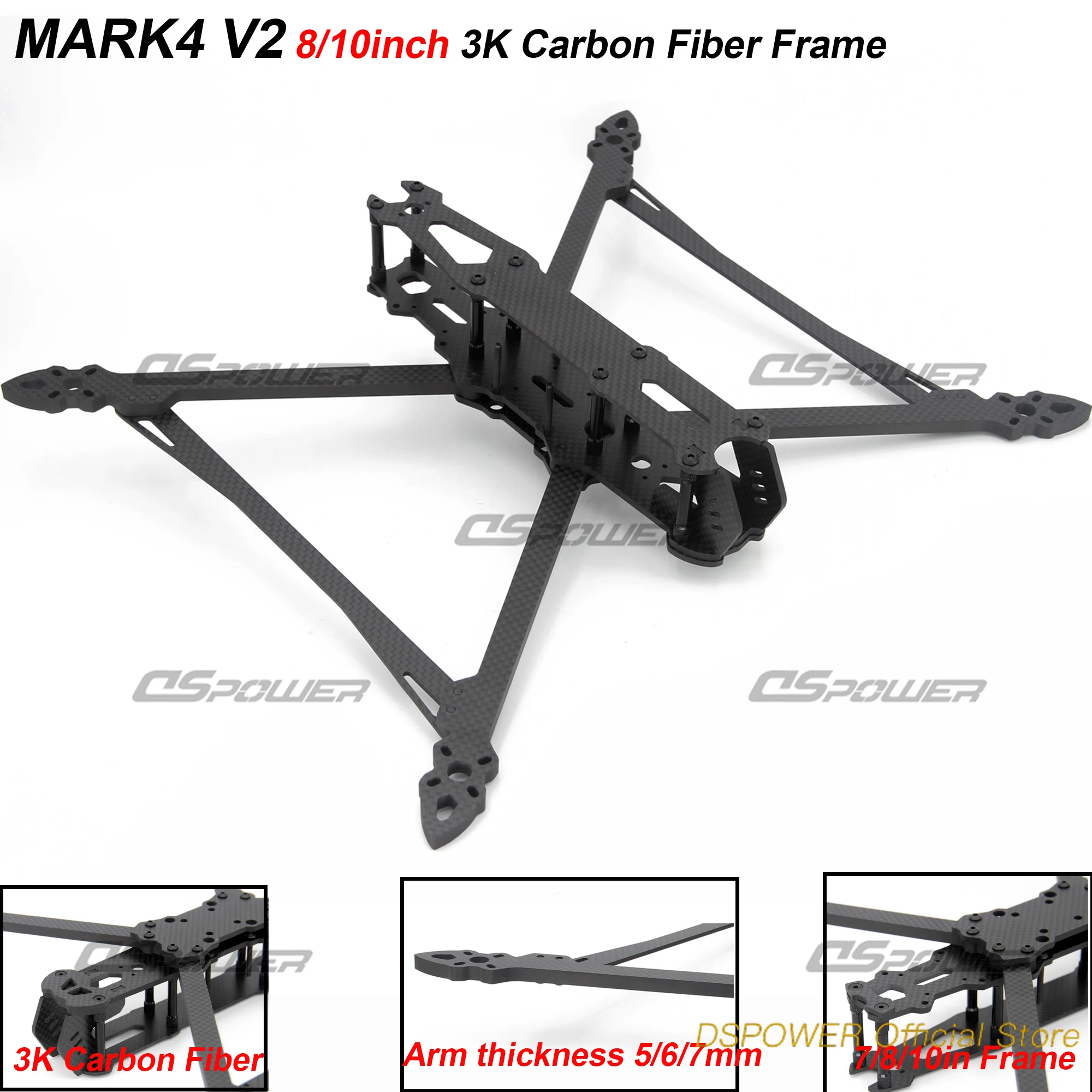 

Mark4 7inch 295mm MARK4 V2 8inch 375mm 10inch 473mm frame for FPV Racing Drone Quadcopter Freestyle 3K Carbon fiber Frame