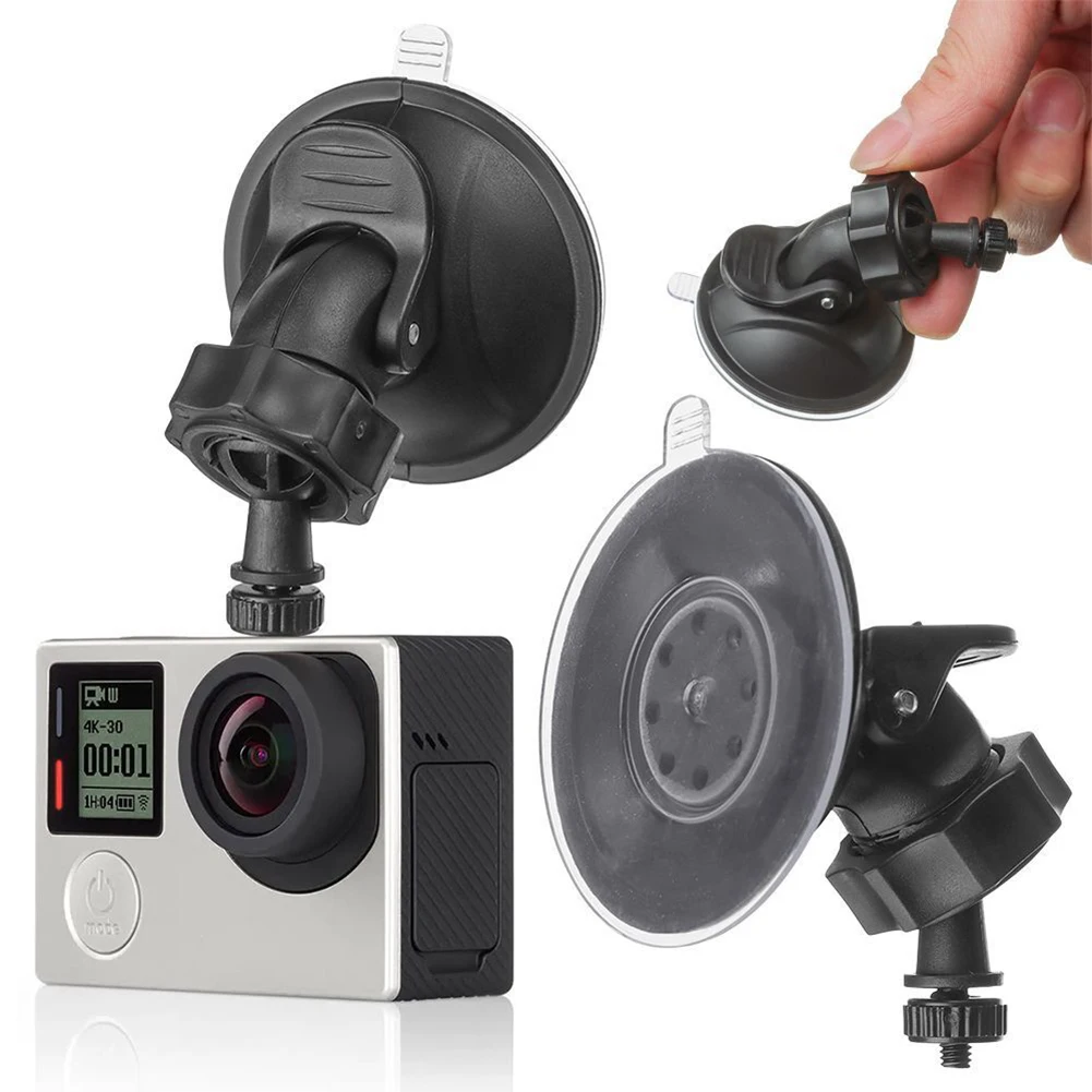 Car DVR Mount Holder Dash Cam Holder Black ABS Adjustable Collar With 180° Rotating Holder Camera Stand Suction Cup