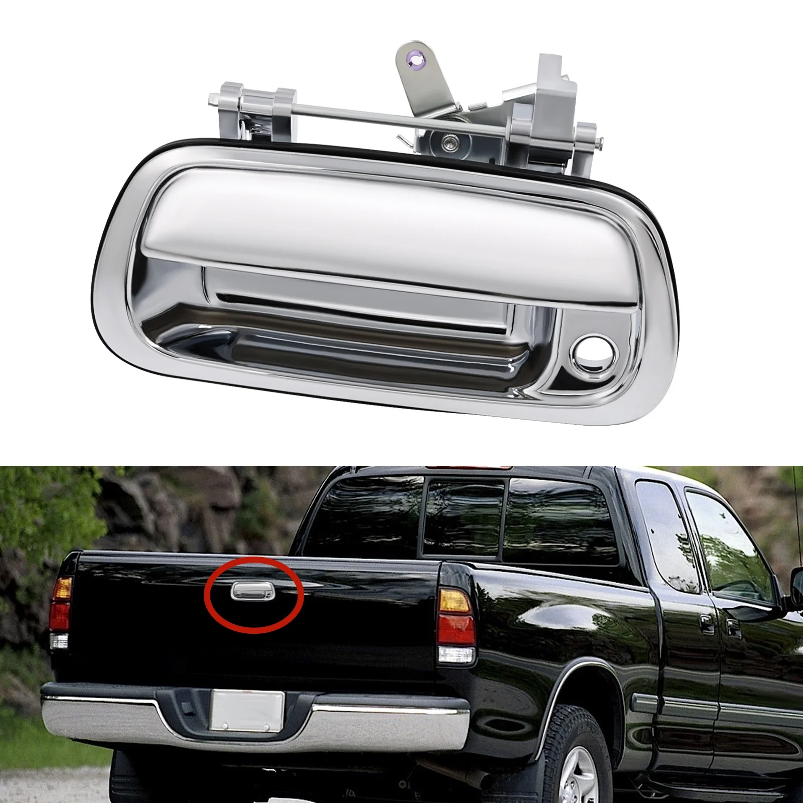 Tailgate Chrome Door Handle For Toyota Tundra 2000 2001 2002 2003 2004 2005 2006 Gate Latch Handle 69090-0C010  69090-0C030-C0