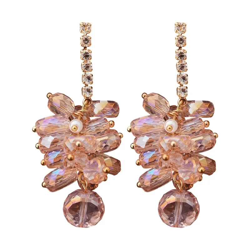 South France cluster shadow, smart magic crystal fringed earrings light luxury niche stud earrings banquet party atmosphere