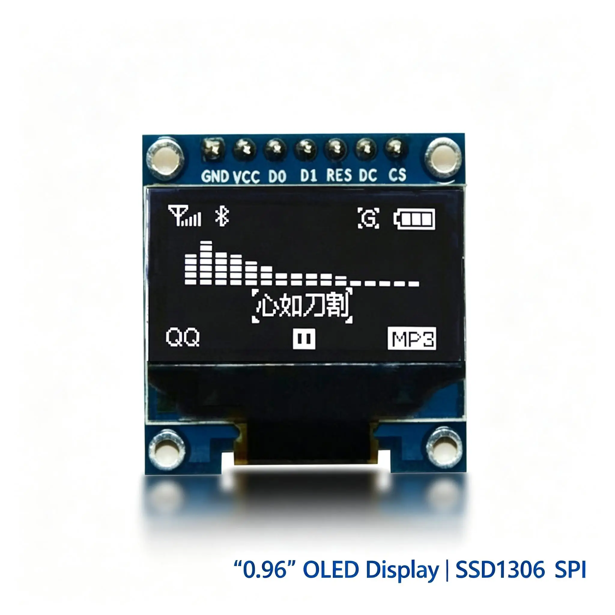 0.96 Inch OLED Display Module, 128x64 Pixel I2C SSD1306 Luminous OLED Screen Board Compatible with Arduino Raspberry Pi ESP32
