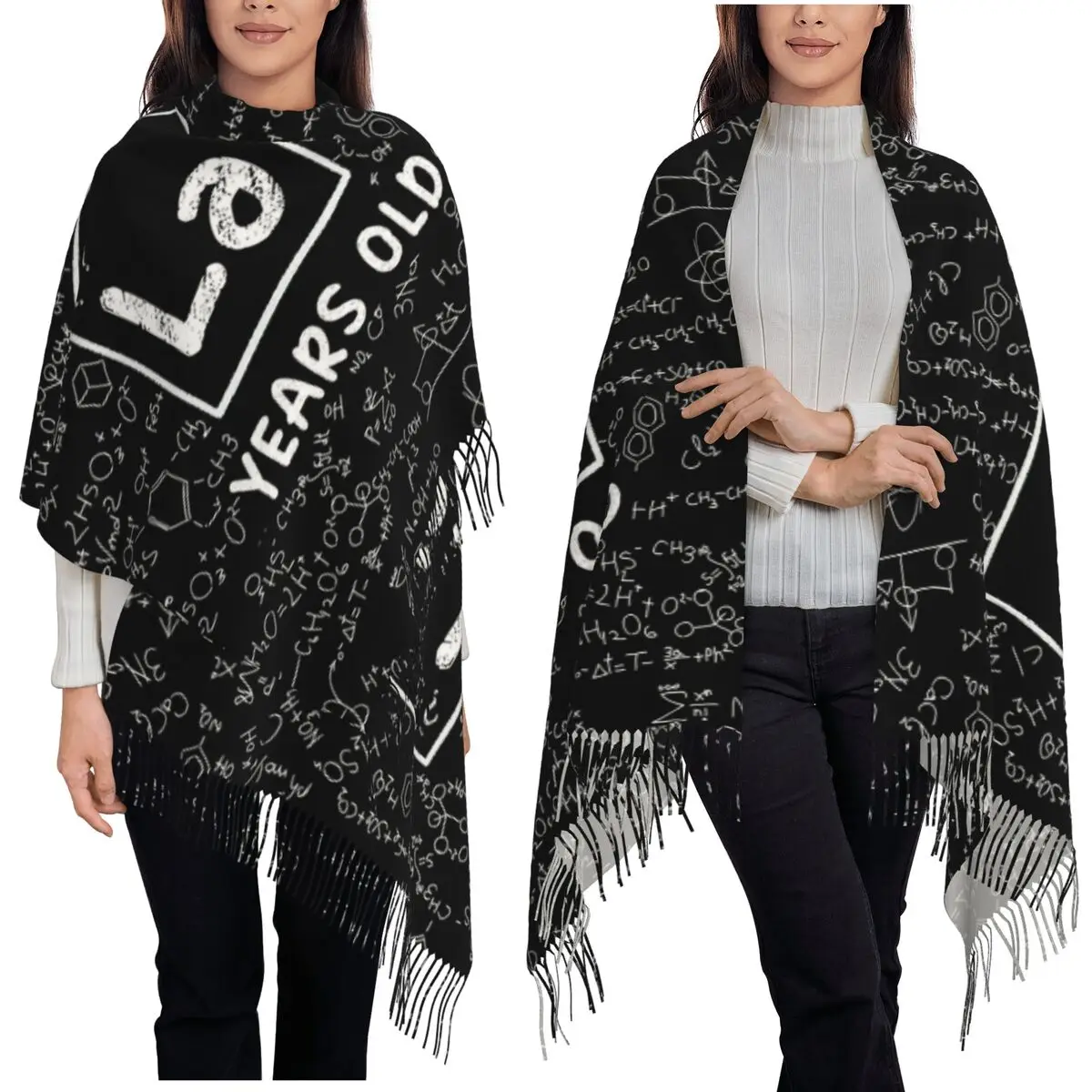 

Элементы, периодическая таблица, химический химический шарф, шарфы с кисточками для женщин, шали и накидки, большая осенне-зимняя шаль