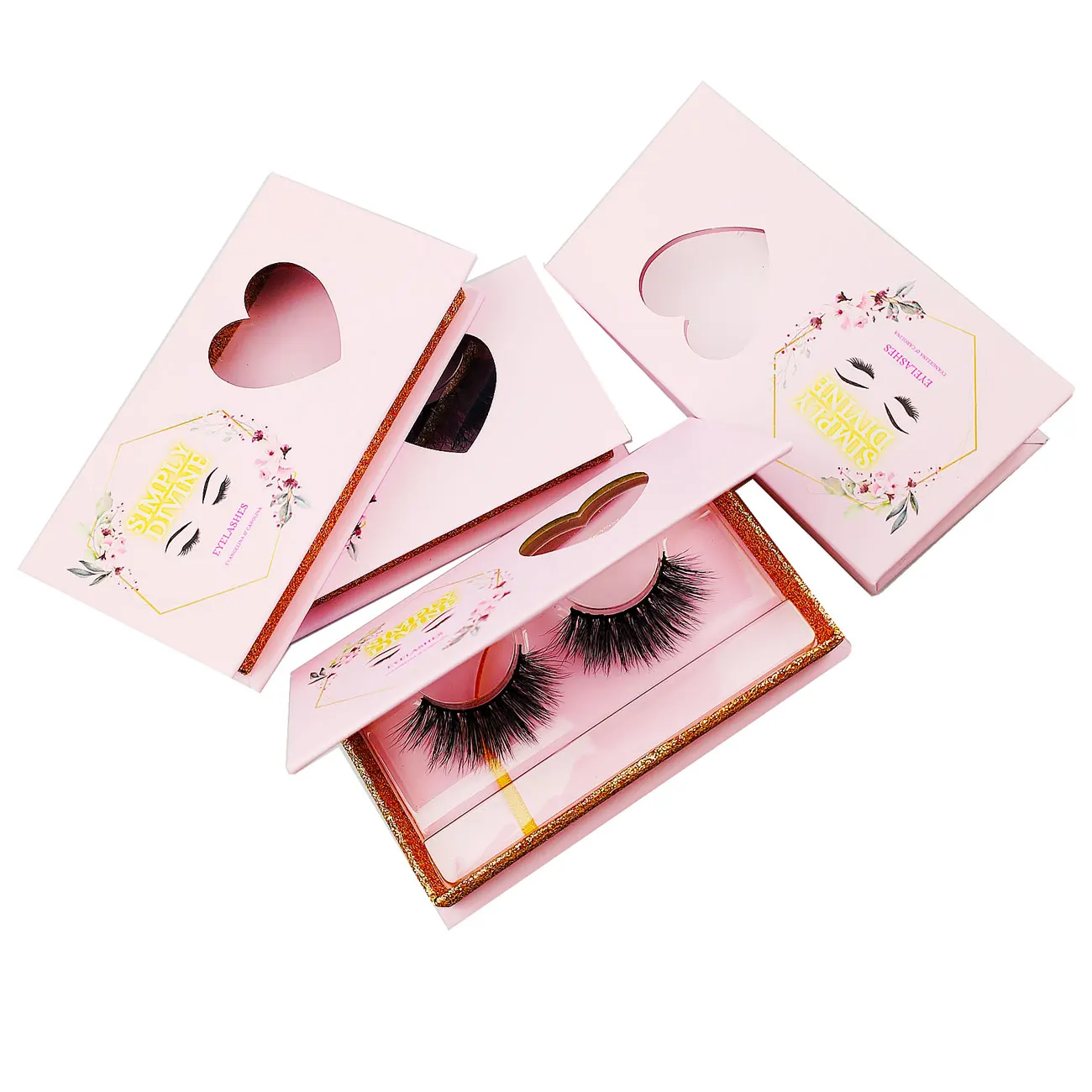 Wholesale Custom Eyelash Packaging Box Logo 25MM Mink False Lash Package Gold  Magnetic Natural Lashes  Case Boxes Bulk Supplier