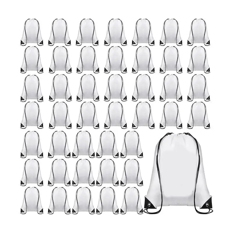 AT21-25 Pcs Sublimation Drawstring Bags Bulk White Blank Drawstring Backpacks Reusable Gym Sport Sinch Sack Backpack