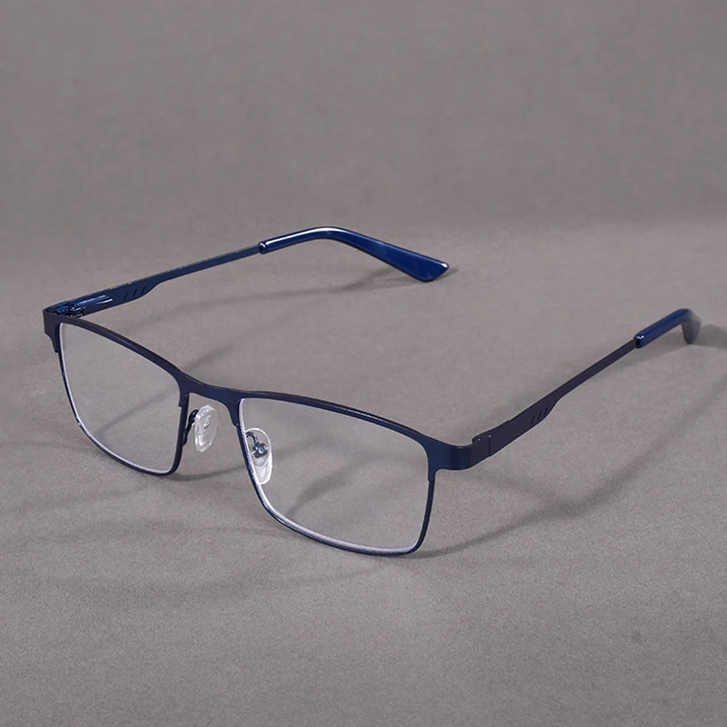 

May Flower Oversize Metal Reading Glasses For Men Prescription Eyewear Blue Light Blocking Business Square Eyeglasses Frame+75