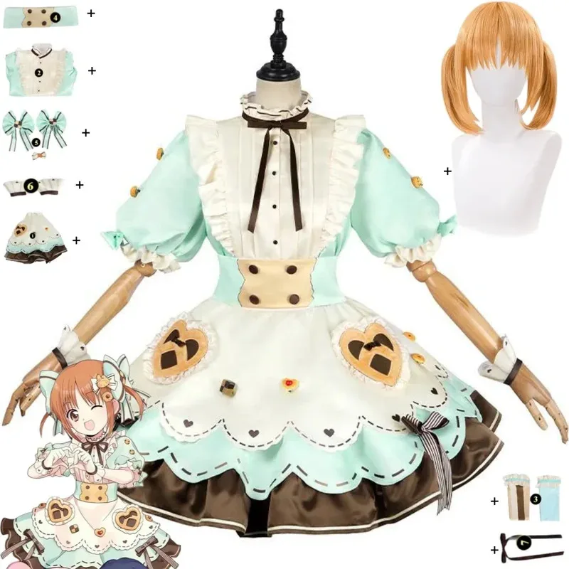 Anime Shugo Chara Yuiki Yaya Cosplay Costume Ace Green Lolita Skirt Shirt Top Wig Adult Woman Kawaii Christmas Carnival Suits;3, view 2