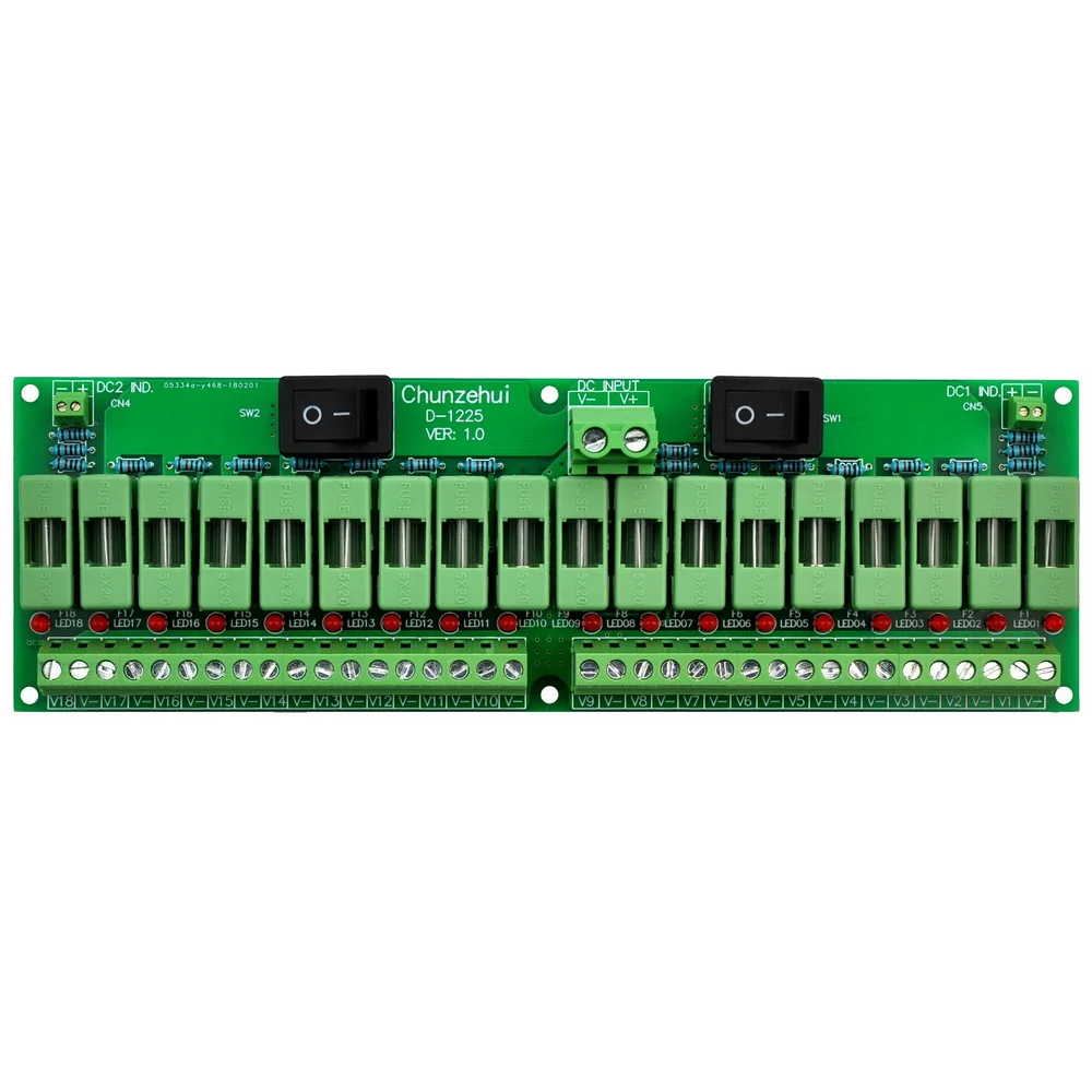 

Chunzehui 18 Channels 12V/24V 20A Power Distribution Fuse Module, For CCTV Security Camera ect DIY.
