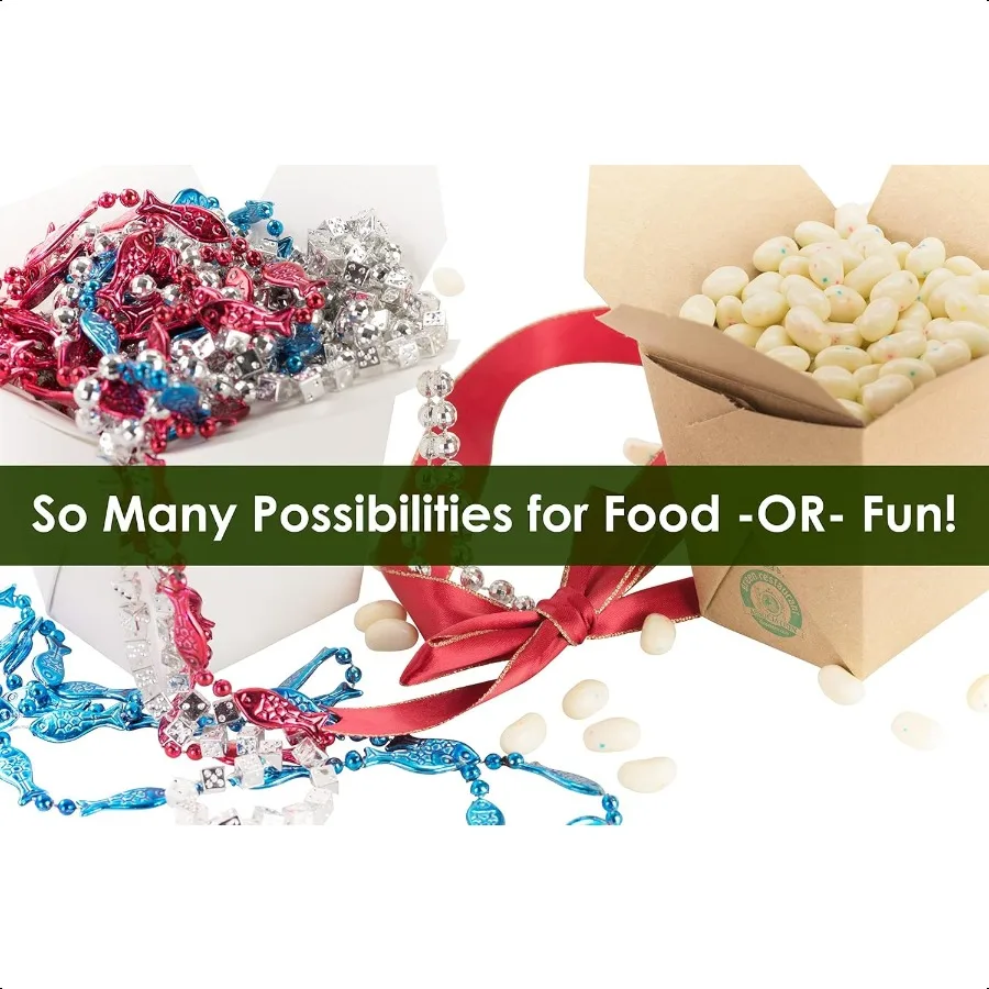 100% Recyclable 8oz White Small Chinese Take Out Boxes 50pk. Leakproof Greaseproof ToGo Containers For Restaurants Event Partie