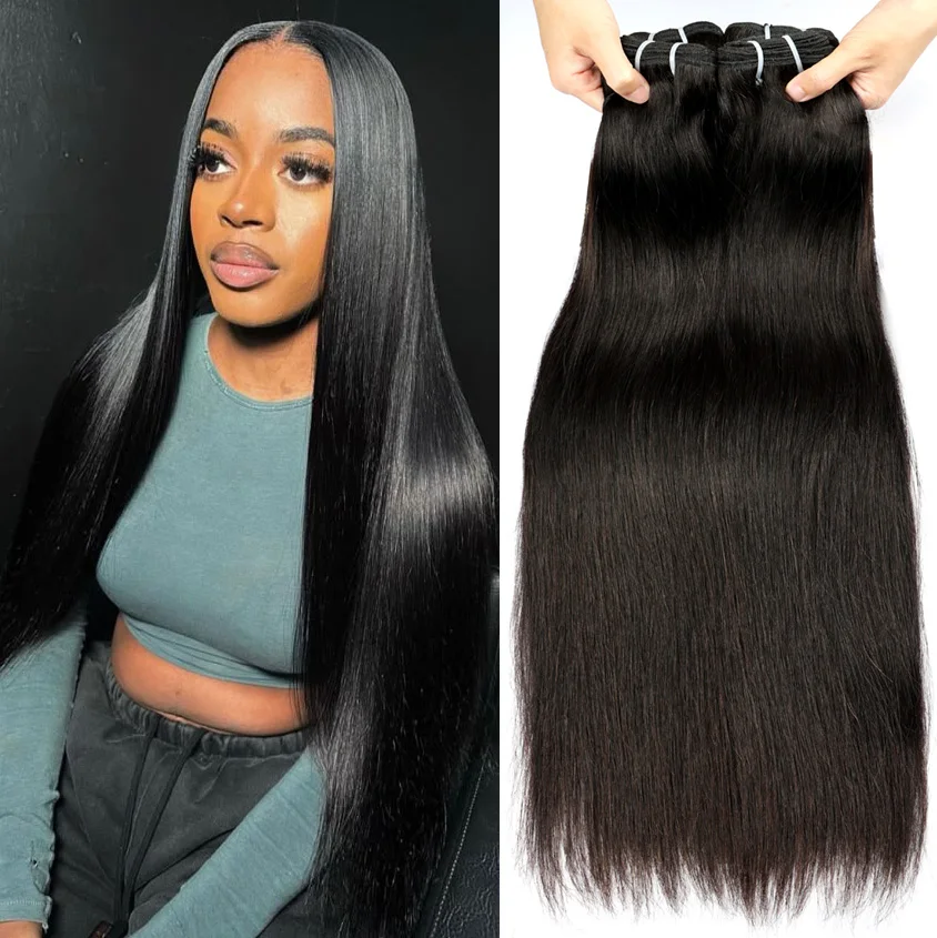 

Натуральные необработанные 100% человеческие волосы для наращивания, 30 дюймов, идеально прямые, 1, 3, 4 пучка в комплекте, двойная трессировка, для женщин, бразильские